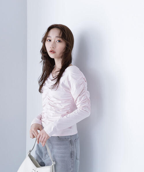 NATURAL BEAUTY BASIC（ナチュラルビューティーベーシック）の「◇ギャザーカットソー（Tシャツ/カットソー・レディース・ピンク/オフホワイト/ブラック・FREE）」の22枚目の写真