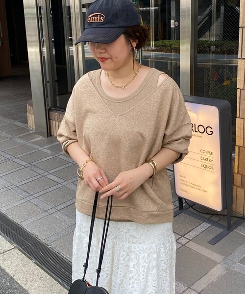 DouDou(ドゥドゥ)の「【新色追加/インフルエンサーSAKURA企画】ラメスウェットタンクセット(Tシャツ/カットソー・レディース・チャコールグレー/キャメル/ライトグレー・FREE)」の12枚目の写真