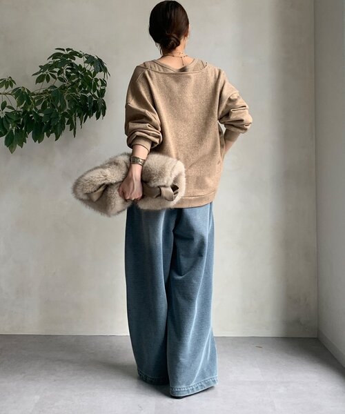 DouDou(ドゥドゥ)の「【新色追加/インフルエンサーSAKURA企画】ラメスウェットタンクセット(Tシャツ/カットソー・レディース・チャコールグレー/キャメル/ライトグレー・FREE)」の19枚目の写真