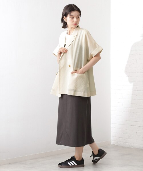 THE SHOP TK (ザ ショップ ティーケー )の「半袖シアージャケット【洗える】(テーラードジャケット・レディース・ダークブラウン/ベージュ/アイボリー・99)」の6枚目の写真