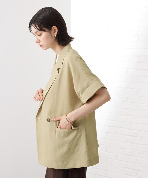 THE SHOP TK (ザ ショップ ティーケー )の「半袖シアージャケット【洗える】(テーラードジャケット・レディース・ダークブラウン/ベージュ/アイボリー・99)」の12枚目の写真