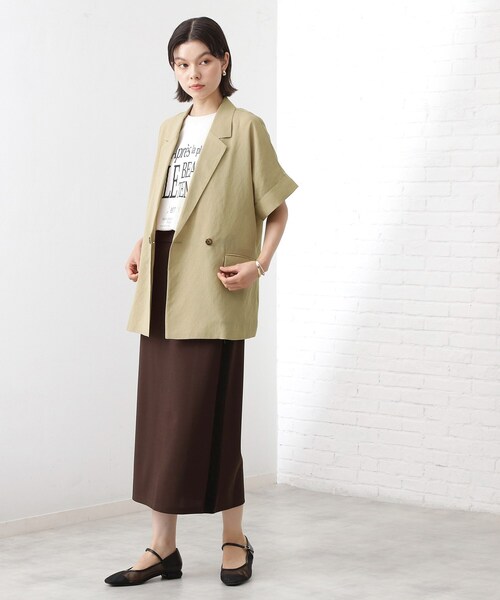 THE SHOP TK (ザ ショップ ティーケー )の「半袖シアージャケット【洗える】(テーラードジャケット・レディース・ダークブラウン/ベージュ/アイボリー・99)」の14枚目の写真