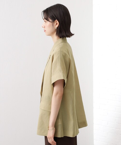 ベージュ 半袖 テーラードジャケット FREE BEARDSLEY 「BEARDSLEY