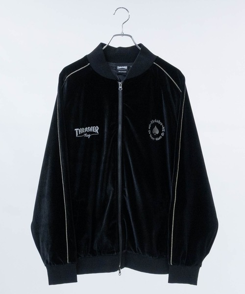 THRASHER（スラッシャー）の「【at】〔THRASHER/スラッシャー〕ロゴ刺繍ベロアスカジャン（スカジャン・メンズ・ブラック/パープル/ネイビー・LARGE/MEDIUM）」の11枚目の写真