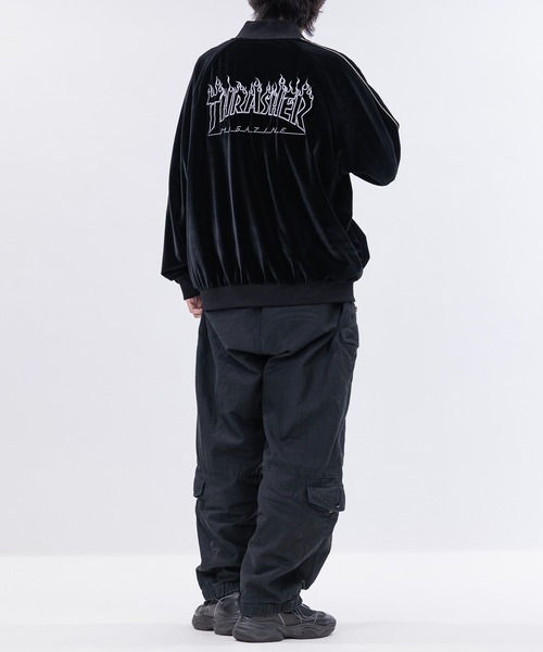 THRASHER(スラッシャー)の「【at】〔THRASHER/スラッシャー〕ロゴ刺繍ベロアスカジャン(スカジャン・メンズ・ブラック/パープル/ネイビー・LARGE/MEDIUM)」の21枚目の写真