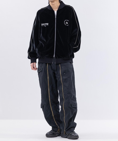 at】〔THRASHER/スラッシャー〕ロゴ刺繍ベロアスカジャン（スカジャン