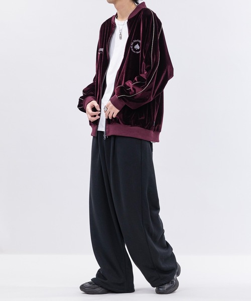THRASHER（スラッシャー）の「【at】〔THRASHER/スラッシャー〕ロゴ刺繍ベロアスカジャン（スカジャン・メンズ・ブラック/パープル/ネイビー・LARGE/MEDIUM）」の9枚目の写真