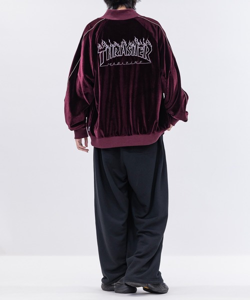 THRASHER（スラッシャー）の「【at】〔THRASHER/スラッシャー〕ロゴ刺繍ベロアスカジャン（スカジャン・メンズ・ブラック/パープル/ネイビー・LARGE/MEDIUM）」の10枚目の写真