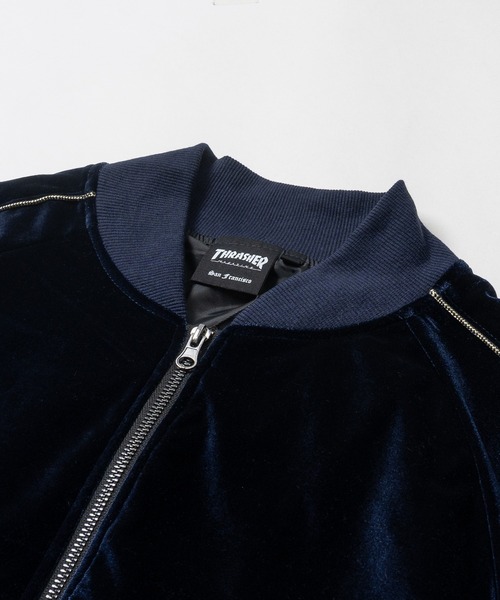 THRASHER（スラッシャー）の「【at】〔THRASHER/スラッシャー〕ロゴ刺繍ベロアスカジャン（スカジャン・メンズ・ブラック/パープル/ネイビー・LARGE/MEDIUM）」の14枚目の写真