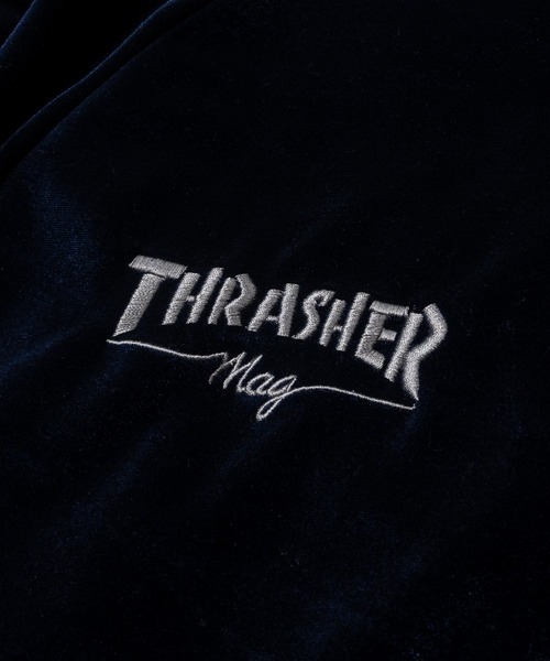 THRASHER（スラッシャー）の「【at】〔THRASHER/スラッシャー〕ロゴ刺繍ベロアスカジャン（スカジャン・メンズ・ブラック/パープル/ネイビー・LARGE/MEDIUM）」の16枚目の写真