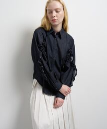 【新品・タグ付き】♡LANVIN en Bleu ビッグカラーブラウス　プリーツ 新品・タグ付き】♡LANVIN en Bleu ビッグカラーブラウス