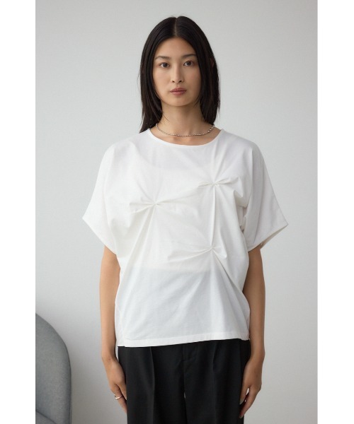 AZUL by moussy(アズールバイマウジー)の「ドルマンタックトップス(Tシャツ/カットソー・レディース・ライトグレー/オフホワイト/チャコールグレー・FREE)」の7枚目の写真