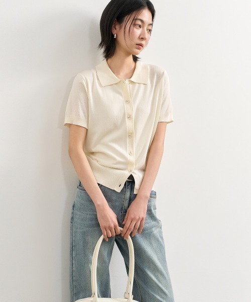 GENERAL IDEA(ジェネラルアイデア)の「GENERAL IDEA/ジェネラルアイディア basic collar half cardigan カーディガン 冬服(カーディガン/ボレロ・レディース・アイボリー/ブラック/ブラウン・S/M/L)」の14枚目の写真