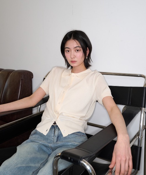GENERAL IDEA(ジェネラルアイデア)の「GENERAL IDEA/ジェネラルアイディア basic collar half cardigan カーディガン 冬服(カーディガン/ボレロ・レディース・アイボリー/ブラック/ブラウン・S/M/L)」の11枚目の写真