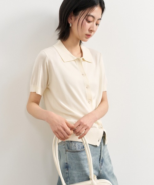 GENERAL IDEA(ジェネラルアイデア)の「GENERAL IDEA/ジェネラルアイディア basic collar half cardigan カーディガン 冬服(カーディガン/ボレロ・レディース・アイボリー/ブラック/ブラウン・S/M/L)」の13枚目の写真