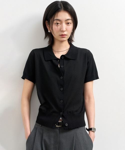 GENERAL IDEA(ジェネラルアイデア)の「GENERAL IDEA/ジェネラルアイディア basic collar half cardigan カーディガン 冬服(カーディガン/ボレロ・レディース・アイボリー/ブラック/ブラウン・S/M/L)」の20枚目の写真