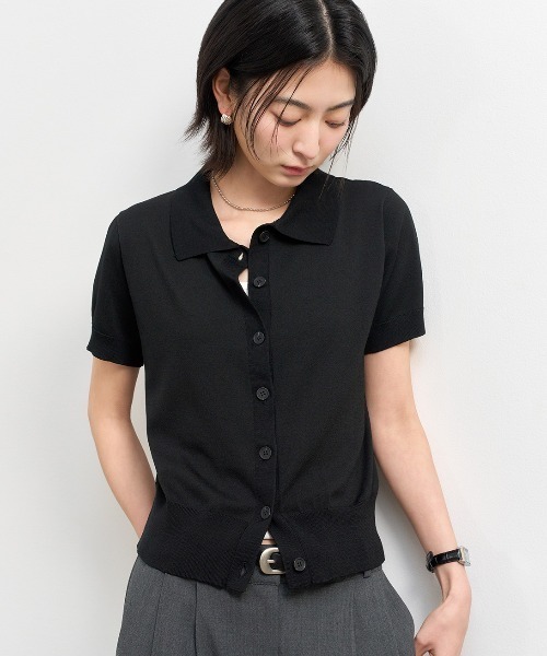 GENERAL IDEA(ジェネラルアイデア)の「GENERAL IDEA/ジェネラルアイディア basic collar half cardigan カーディガン 冬服(カーディガン/ボレロ・レディース・アイボリー/ブラック/ブラウン・S/M/L)」の19枚目の写真