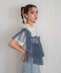 【Nu】チュールドッキングTシャツ