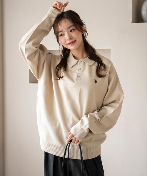 U.S. POLO ASSN.（ユーエスポロアッスン）の「∴WEGO/U.S. POLO ASSN.別注ニットポロ（ポロシャツ・メンズ・ブラウン/ブラック/アイボリー/グレー・MEDIUM/LARGE）」の9枚目の写真