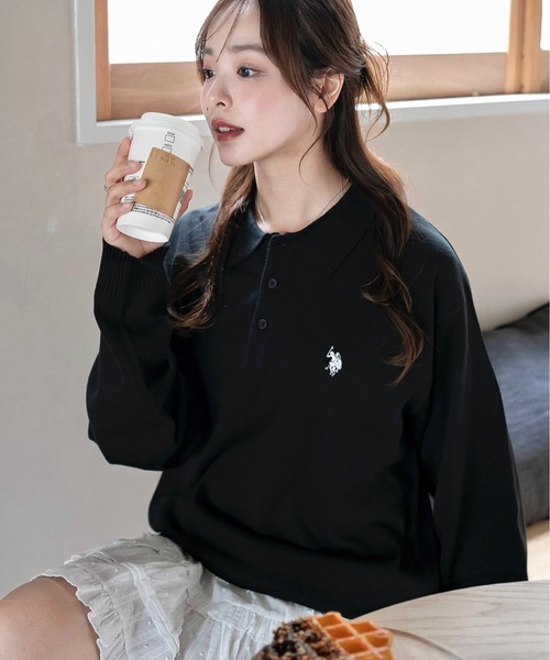 U.S. POLO ASSN.（ユーエスポロアッスン）の「∴WEGO/U.S. POLO ASSN.別注ニットポロ（ポロシャツ・メンズ・ブラウン/ブラック/アイボリー/グレー・MEDIUM/LARGE）」の16枚目の写真