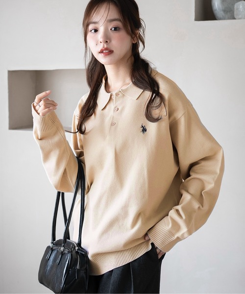 U.S. POLO ASSN.（ユーエスポロアッスン）の「∴WEGO/U.S. POLO ASSN.別注ニットポロ（ポロシャツ・メンズ・ブラウン/ブラック/アイボリー/グレー・MEDIUM/LARGE）」の10枚目の写真