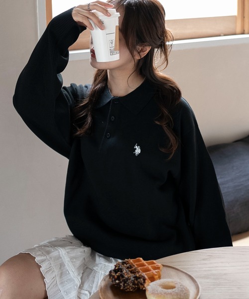 U.S. POLO ASSN.（ユーエスポロアッスン）の「∴WEGO/U.S. POLO ASSN.別注ニットポロ（ポロシャツ・メンズ・ブラウン/ブラック/アイボリー/グレー・MEDIUM/LARGE）」の19枚目の写真