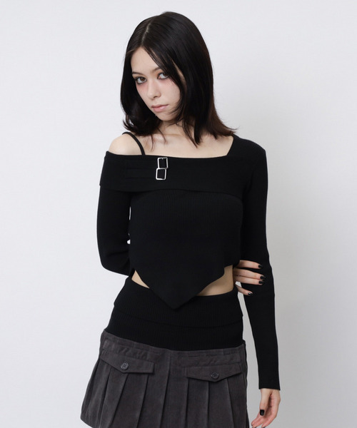 SPIRALGIRL(スパイラルガール)の「アシメヘムワンショルダーニット(ニット/セーター・レディース・ベージュ/グレー/ブラック・FREE)」の20枚目の写真