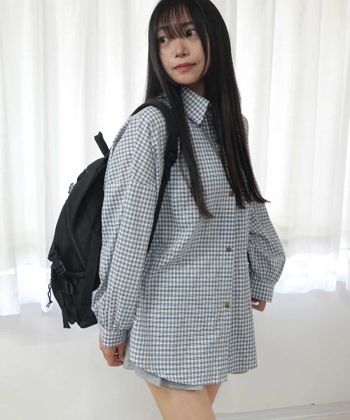 Lots of Love(ロッツオブラブ)の「ドットボタンチェックシャツ(シャツ/ブラウス・レディース・マスタード/ブラック/ブルー/レッド/グリーン・M)」の10枚目の写真
