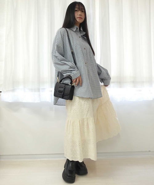 Lots of Love(ロッツオブラブ)の「ドットボタンチェックシャツ(シャツ/ブラウス・レディース・マスタード/ブラック/ブルー/レッド/グリーン・M)」の11枚目の写真