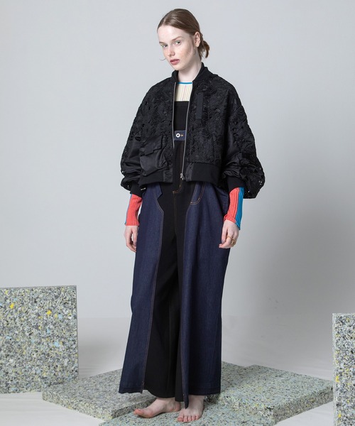 AULA AILA（アウラアイラ）の「レースMA-1ブルゾン（ブルゾン・レディース・イエロー×グリーン/ブラック/ライトカーキ・0）」の20枚目の写真