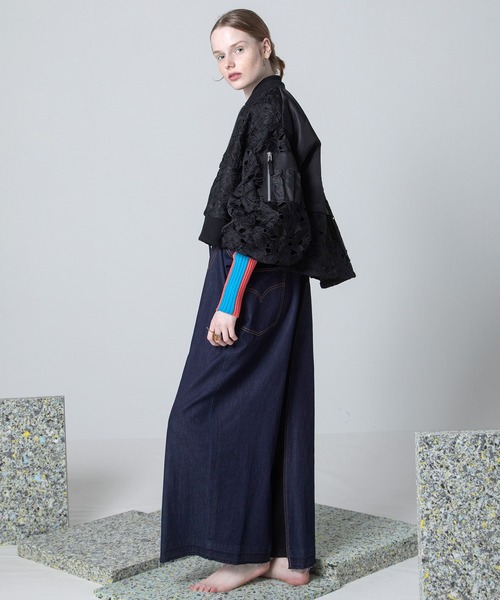 AULA AILA（アウラアイラ）の「レースMA-1ブルゾン（ブルゾン・レディース・イエロー×グリーン/ブラック/ライトカーキ・0）」の21枚目の写真