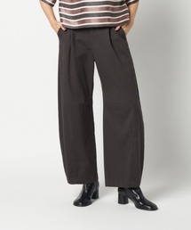 COTTON TWILL CURVY TUCK PANTS