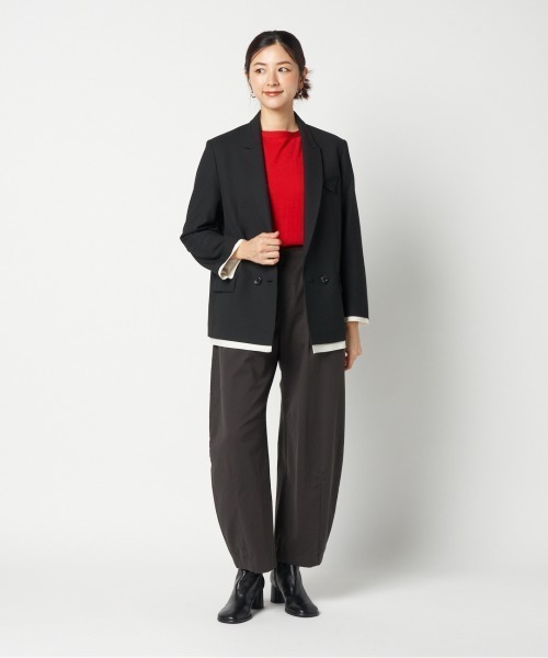 COTTON TWILL CURVY TUCK PANTS
