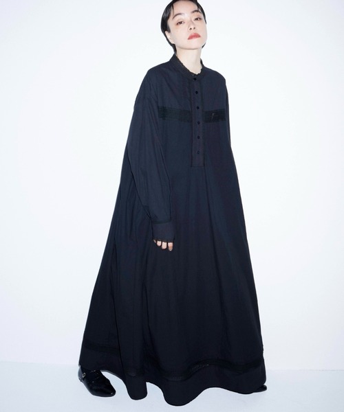 Libra Cue（リブラ キュー）の「Kanoco×Libra Cue アンティークレースコットンワンピース（ワンピース・レディース・ブラック/ホワイト・MEDIUM/LARGE）」の2枚目の写真