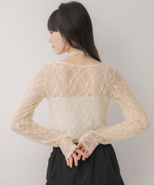 ems excite(エムズエキサイト)の「タイ付きレースインナーCT(Tシャツ/カットソー・レディース・ナチュラル/オフホワイト/ブラック・FREE)」の9枚目の写真
