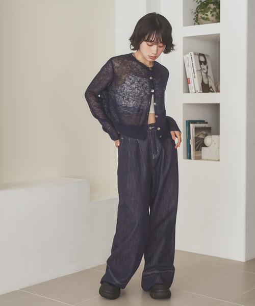 LAULEN(ローレン)の「compact sheer knit cardigan /コンパクトシアーニットカーディガン(カーディガン/ボレロ・レディース・グレー/ブラウン/ネイビー・FREE)」の10枚目の写真