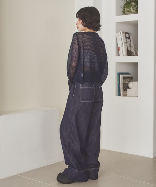 LAULEN(ローレン)の「compact sheer knit cardigan /コンパクトシアーニットカーディガン(カーディガン/ボレロ・レディース・グレー/ブラウン/ネイビー・FREE)」の11枚目の写真