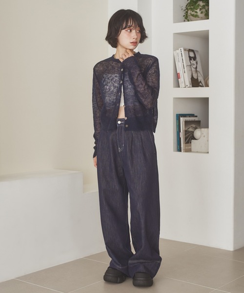 LAULEN(ローレン)の「compact sheer knit cardigan /コンパクトシアーニットカーディガン(カーディガン/ボレロ・レディース・グレー/ブラウン/ネイビー・FREE)」の12枚目の写真