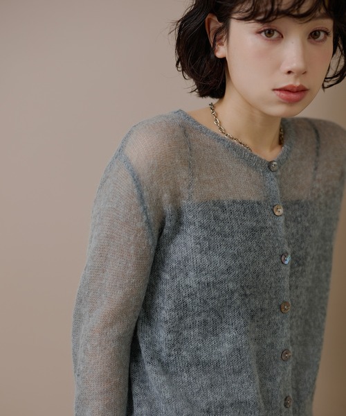 LAULEN(ローレン)の「compact sheer knit cardigan /コンパクトシアーニットカーディガン(カーディガン/ボレロ・レディース・グレー/ブラウン/ネイビー・FREE)」の14枚目の写真