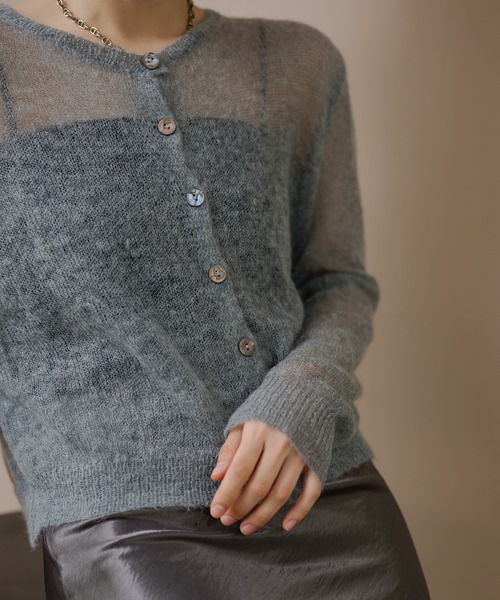 LAULEN(ローレン)の「compact sheer knit cardigan /コンパクトシアーニットカーディガン(カーディガン/ボレロ・レディース・グレー/ブラウン/ネイビー・FREE)」の15枚目の写真