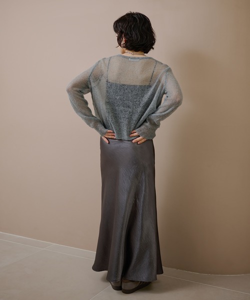 LAULEN(ローレン)の「compact sheer knit cardigan /コンパクトシアーニットカーディガン(カーディガン/ボレロ・レディース・グレー/ブラウン/ネイビー・FREE)」の19枚目の写真