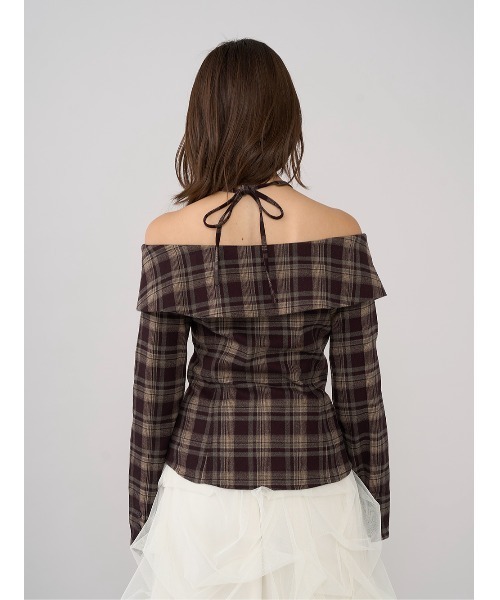 Darich♡ホルターオフショルチェックシャツ　BRN ホルターオフショルチェックシャツ（シャツ/ブラウス）｜Darich