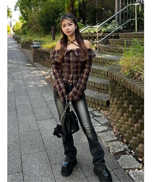 Darich ダーリッチ ホルターオフショルチェックシャツ ホルターオフショルチェックシャツ(シャツ/ブラウス)|Darich
