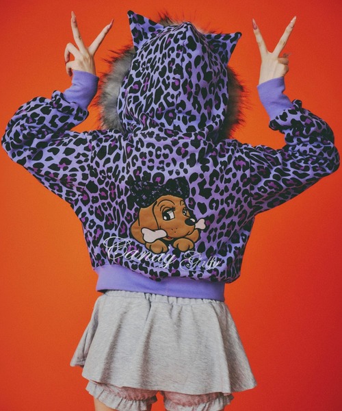 セール】GALFY（ガルフィー）ぎゃるマシぱぁかぁ/ヒョウ柄スウェット