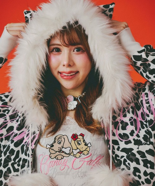 セール】GALFY（ガルフィー）ぎゃるマシぱぁかぁ/ヒョウ柄スウェット