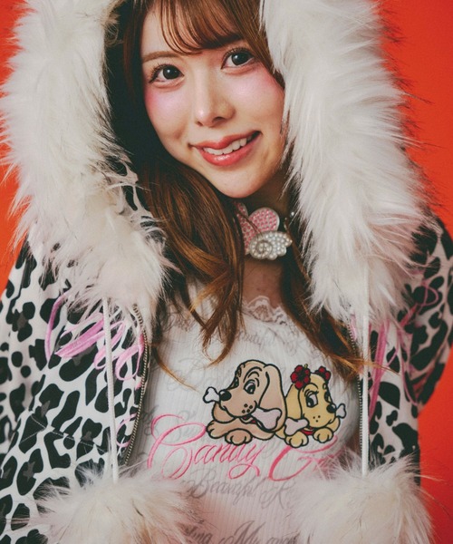 GALFY（ガルフィー）ぎゃるマシぱぁかぁ/ヒョウ柄スウェットジップ