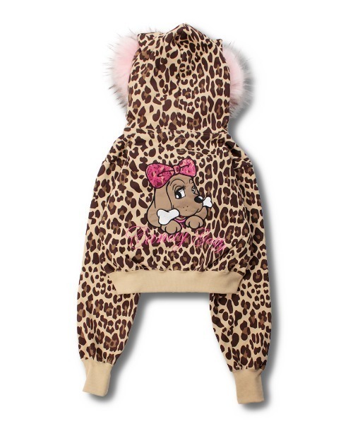 Galfy ヒョウ柄クロップドパーカー GALFY パーカー GALFY（ガルフィー）ぎゃるマシぱぁかぁ/ヒョウ