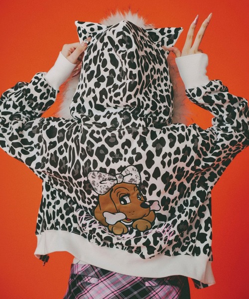 GALFY（ガルフィー）ぎゃるマシぱぁかぁ/ヒョウ柄スウェットジップ