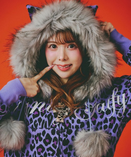 セール】GALFY（ガルフィー）ぎゃるマシぱぁかぁ/ヒョウ柄スウェット