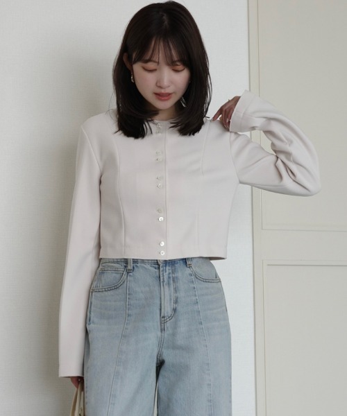 カットジョーゼットショートカーディガン（カーディガン/ボレロ
